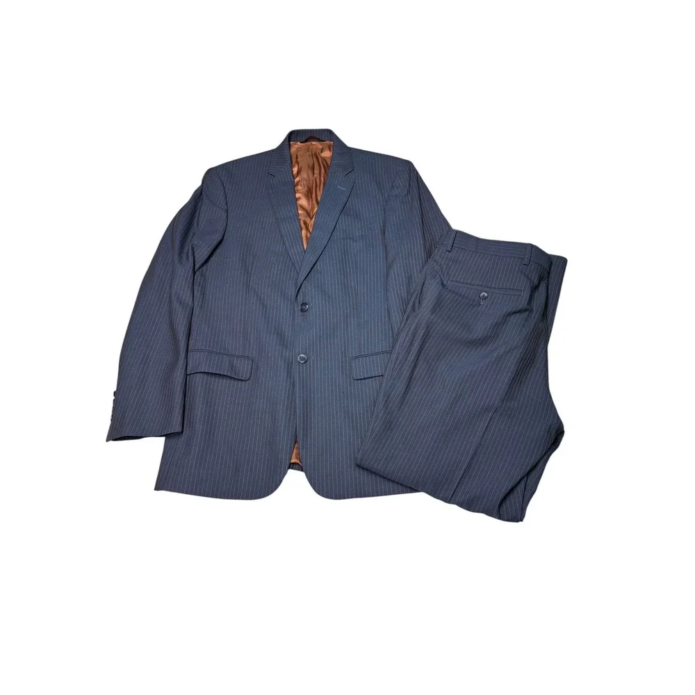 Jos.‎ A. Bank Joseph Slim Fit Suit Navy Pinstripe 100% Wool 2Pc Mens 40L W34 L31
